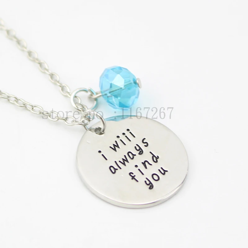 

New Inspirational Necklace "Once Upon a Time "I Will Always Find You"crystal silver Pendant Necklaces