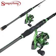 Sougayilang телескопическая удочка с GB спиннинговая рыболовная Катушка комбо-углеродное волокно портативный спиннинг удочка Катушка комплект