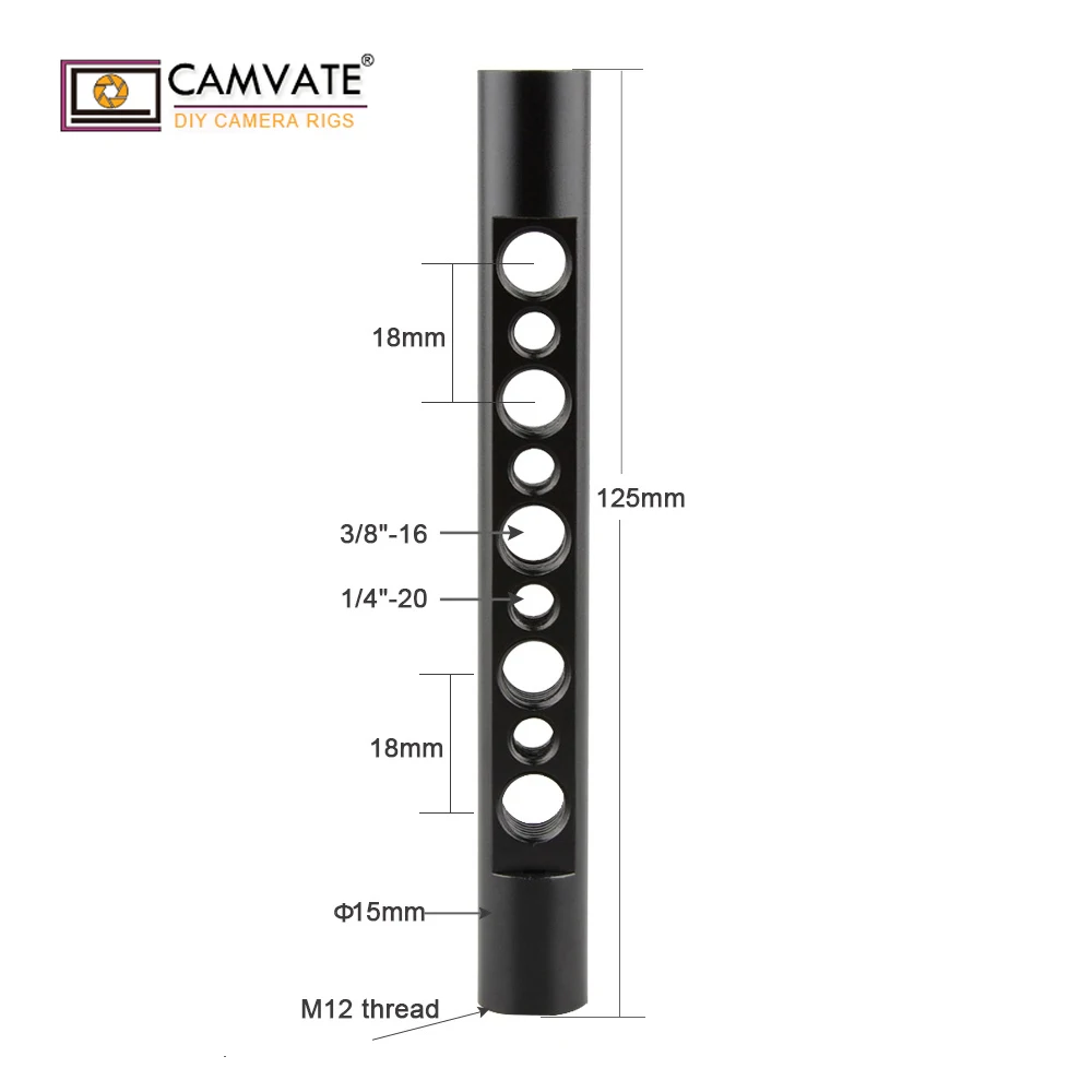 Camvate 15 мм 125 сыр стержень с 1/" 3/8" Нитки для DSLR установок каркас для крепежа видеокамеры C1558 камера фотографии интимные аксессуары