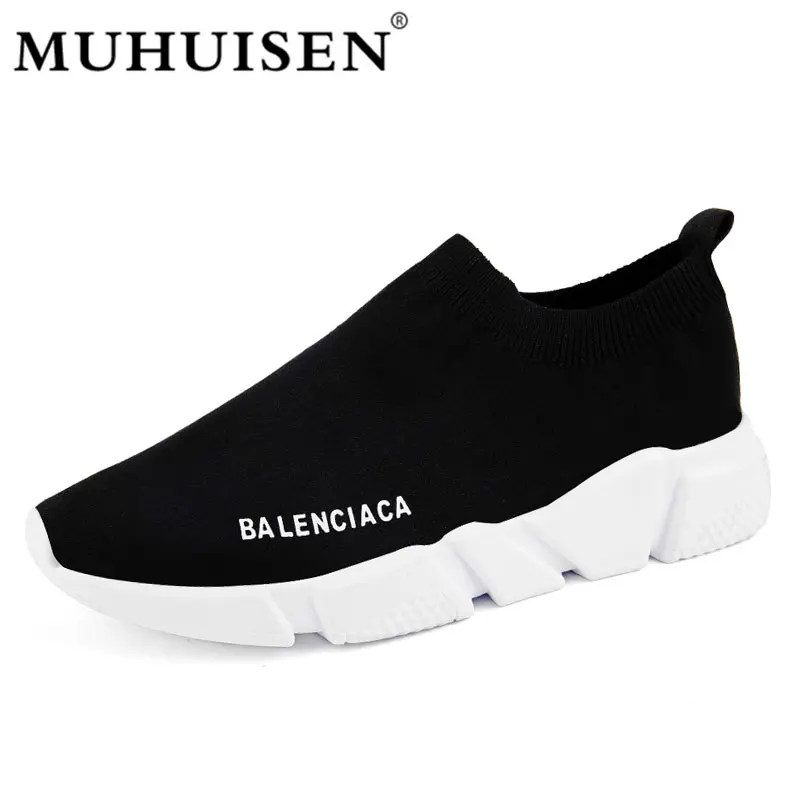

2018 new summer men casual shoes lightweight knitting slip-on flats sock boots male shoes adult shoes