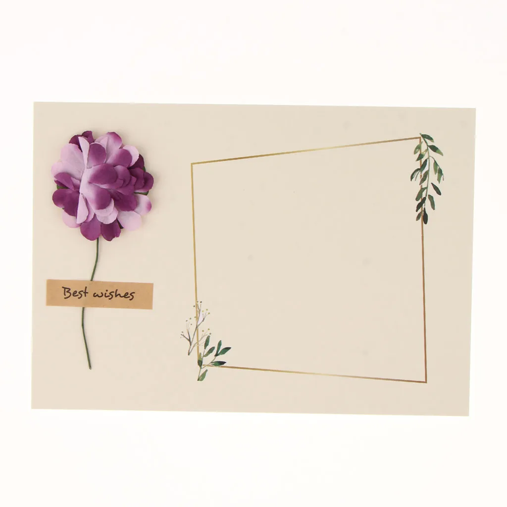 6pcs Rustic Dried Flower Kraft Paper Greeting Cards Handmade Crafts Blank Inside With Envelops