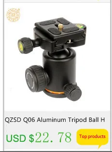 QZSD Q06 алюминиевая шаровая Головка штатива с быстроразъемной пластиной и двумя уровнями Максимальная нагрузка 6 кг для штатива Benro Manfrotto Q999S