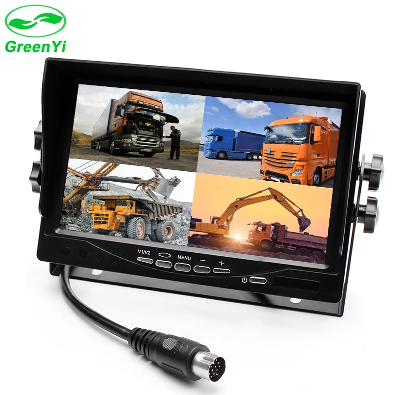 

GreenYi 7" LCD Car Parking Monitor For Bus Truck Caravan Vans With 4CH HD Video input Quad Split Screen 6 Mode Display