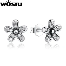 Горячая Распродажа, настоящее 925 пробы, серебряные ослепительные серьги-гвоздики с ромашками, с фианитами для женщин, Стерлинговое Серебро-ювелирные изделия, подлинный подарок XCHS403