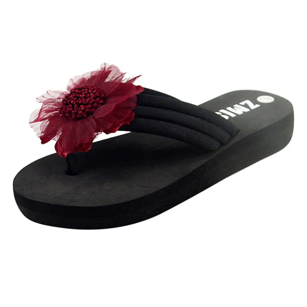 

SAGACE 2019 Women's Summer Flowers Home Beach Shoes Sandals Flip Flops Slippers Simple Casual Round Toe Outdoor Slippers Fe13