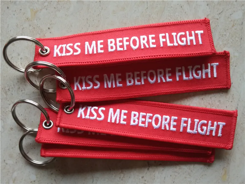 Брелок с вышивкой Kiss Me Before Flight