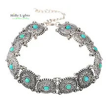 2017 femme Boho marble green Collar Choker vintage Silver Necklace antique Ethnic Bohemia sun black neck