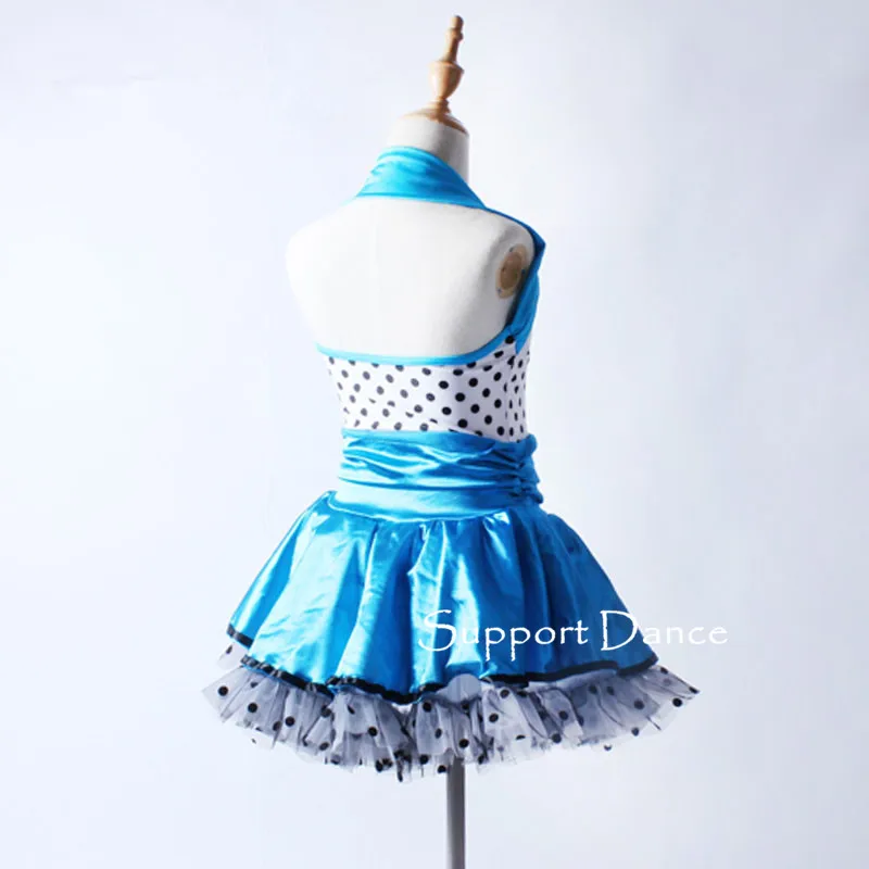 Поддержка-для танцев для маленьких девочек, в горошек, с низким вырезом на спине балетное платье-пачка детский танцевальный костюм C205