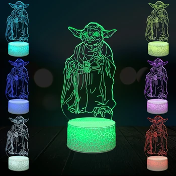 

Cartoon Figure Master Leader Yoda 3D Lamp LED Night Light Luminaria USB Touch Multicolor Table Desk Mood Christmas Gift