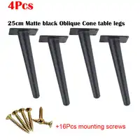 4Pcs Black Furniture table legs stainless TV Cabinet Foot Sofa Leg Hardware Cabinet feet 250mm Cone leg With mounting screws
