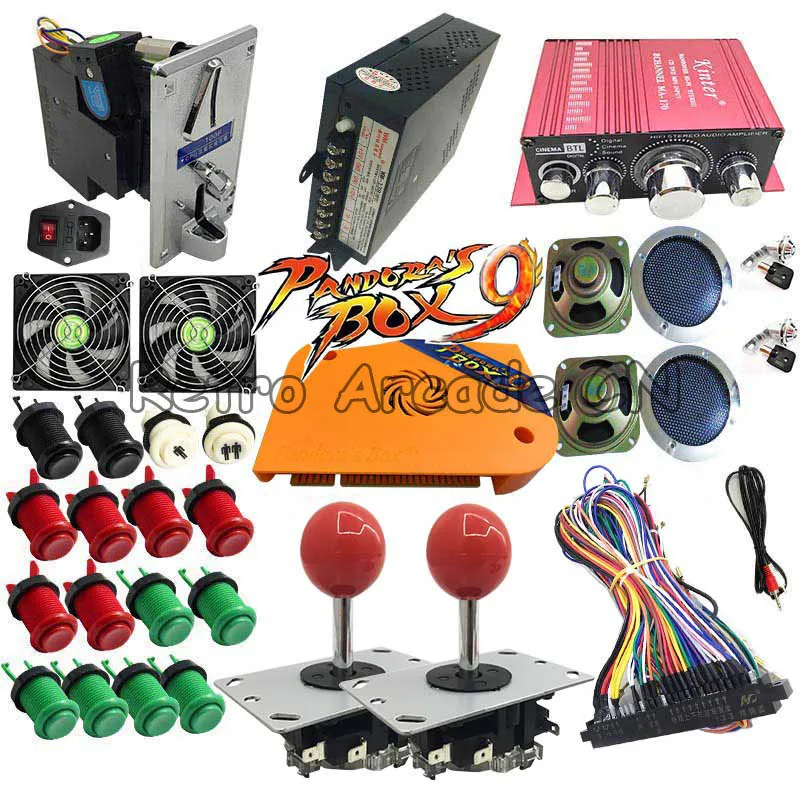 DIY American style Arcade game machine with Pandora box 9 PCB 1500 in 1 Happ button and joystick jamma harness HDMI VGA full kit