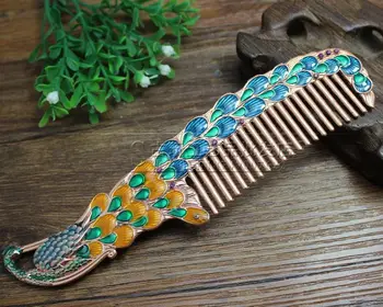 

Antique crafts exquisite copper inlaid stones color anti electrostatic comb