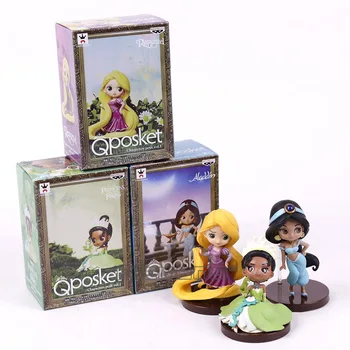 

Cartoon Cute Q Posket Characters Princess Tangled Rapunzel Tiana PVC Figures Toys Dolls 3pcs/set 6~8cm