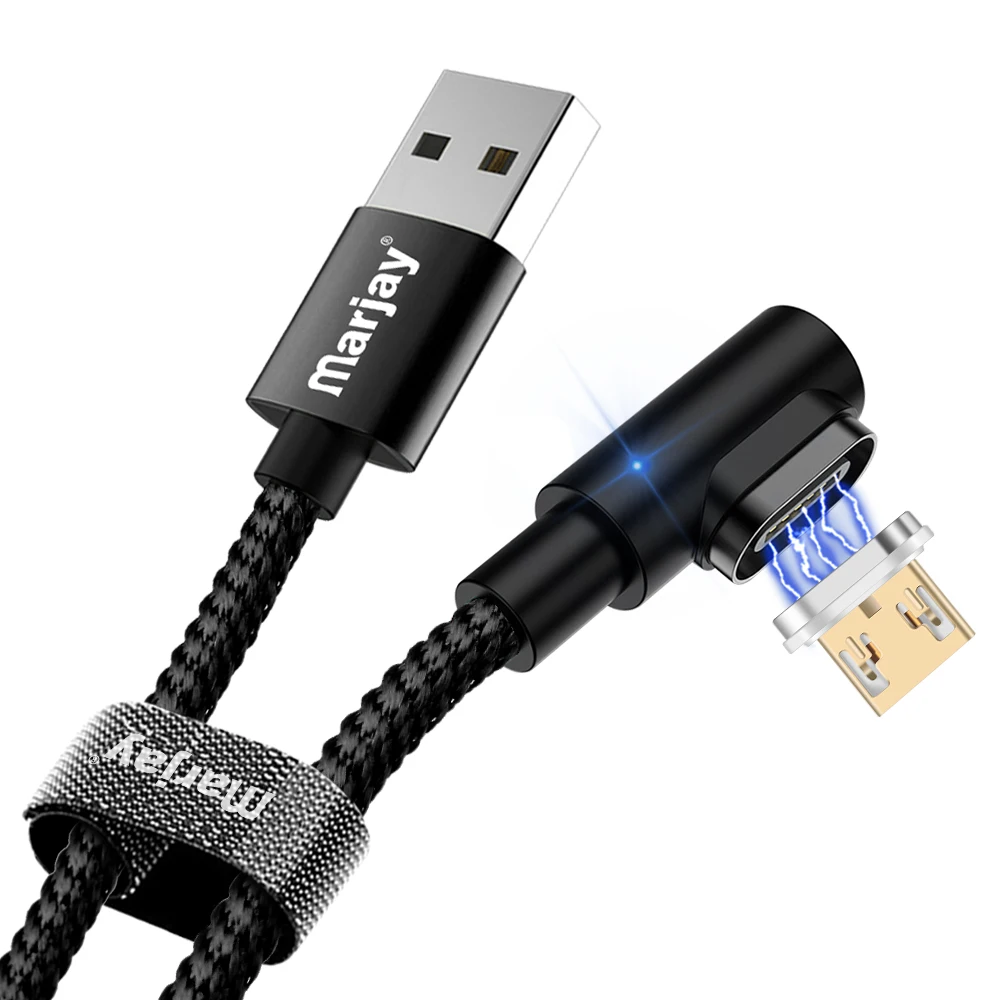 Магнитный кабель Marjay 90 градусов Micro usb type C для быстрой зарядки, магнитное зарядное устройство Microusb type-C для iphone Xs MAX xiaomi Usb-c