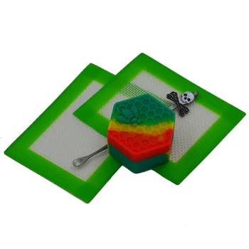 

26ml hexagon honeycomb Silicone wax container Storage slick oil wax jar+1pc Bho Dabber Curving tool+2pc Silicone Baking dab Mat