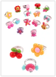 10 шт./лот/партия, оптовая продажа, смешанные разноцветные кольца с кристаллами из мультфильма для вечерние детей, разные стили подарок на