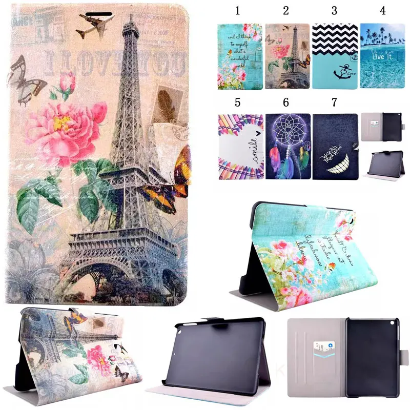 

Fashion Flower Series Card Slot PU Leather Stand Holder Cover Case For Samsung Galaxy Tab4 Tab 4 8.0 T330 T331 T335 Case Cover