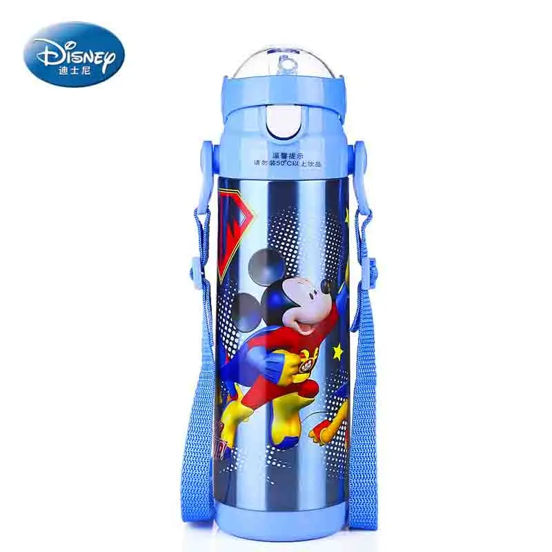 

Disney Stainless Steel Thermos Feeding Cup with Straw Learn Drinking Vacuum Flask Cup Leak-proof Insulation Kettle with rope