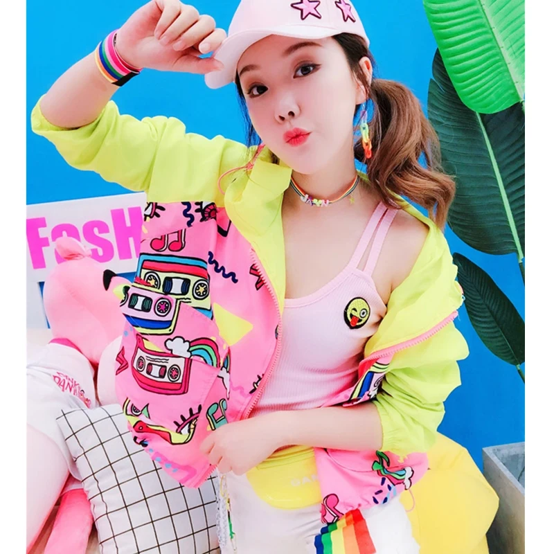 De Femmes Mode Imprimer Rose Patchwork Automne 2019 À Capuche As Fille Printemps Vestes Fine Baseball Veste Décontracté Show Lâche CBWrxeQEdo