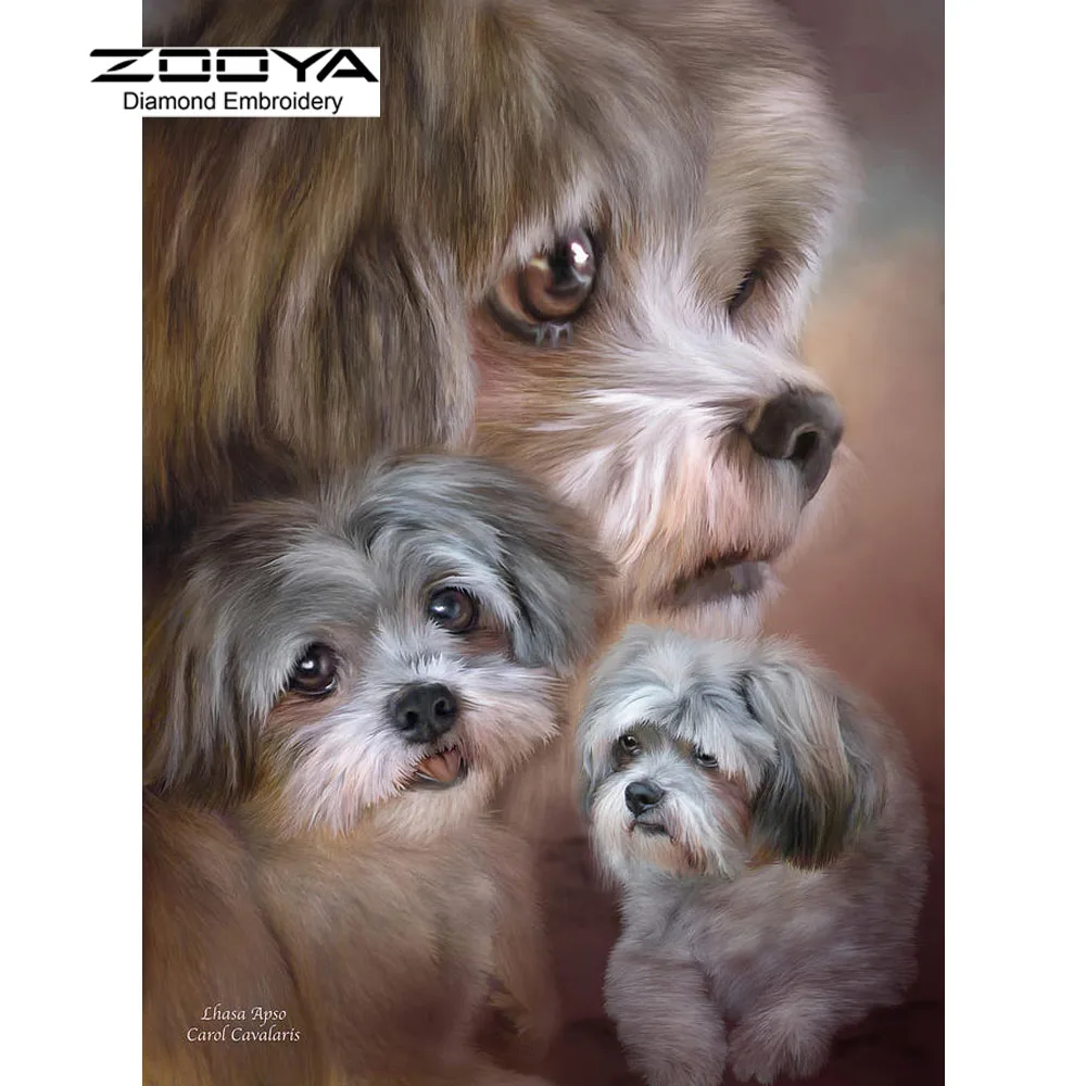

DIY Diamond Painting Cross Stitch Animals Crystal Needlework Diamond Embroidery Lovely Dogs Full Diamond Set Decorative BJ407