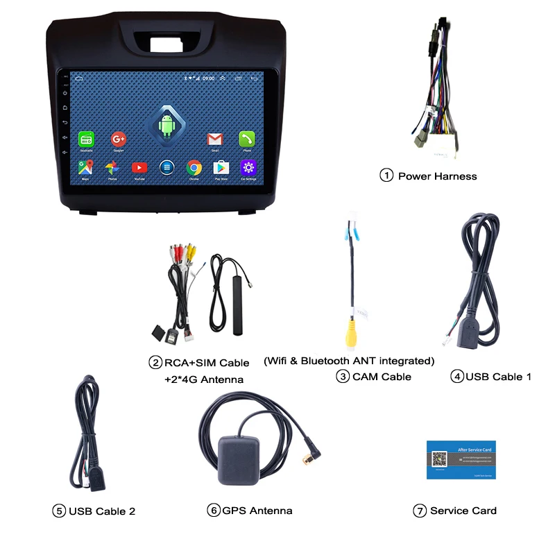 Top Android 8.0  2+32G  4G+wifi   9 inch full touch screen car gps radio dvd for  DMAX S10 2015-2018 support music bluetooth 5