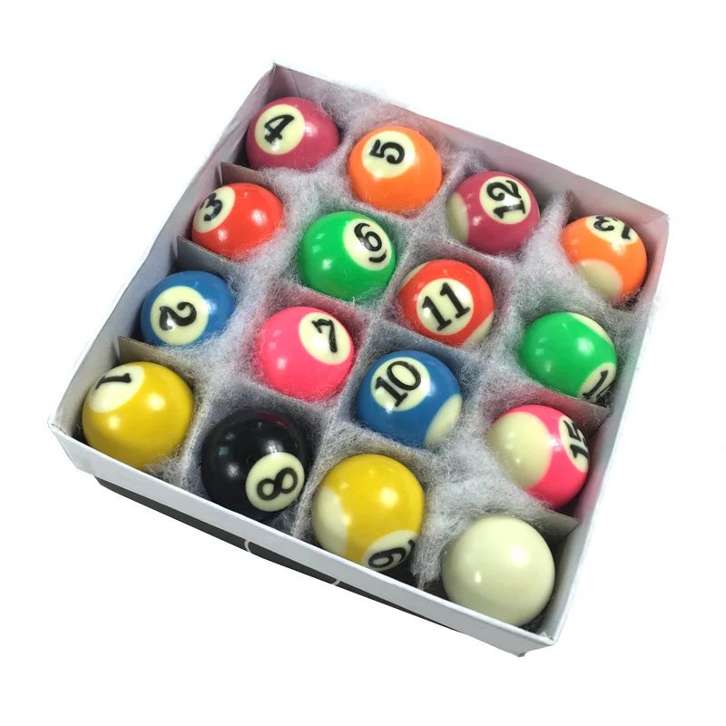 Promotion Colorful 25mm hard resin full set billiard balls for Children Pool Table 16pcs kids complete set of balls China
