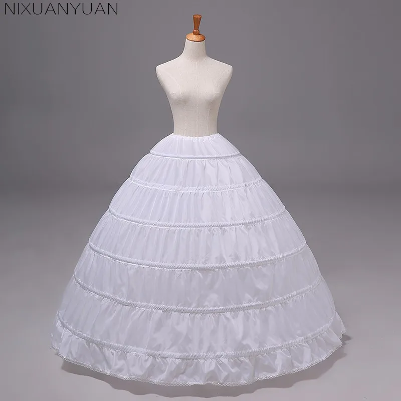 6 Hoop Wedding Ball Gown Crinoline Bridal Prom Dress Petticoat Skirt Underskirt 