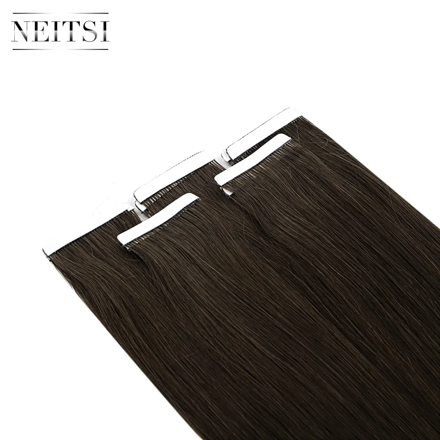 Neitsi Newest Tape In Remy Human Hair Extensions Invisible Double Drawn Love Line Skin Weft Hair Straight 16\