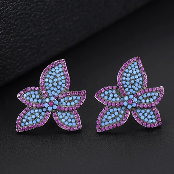 

missvikki Romantic Sweet Fahsion Jewelry Maple leaf Stud Earrings Paved Full Shiny Charm Cubic Zirconia Women Girl Best Jewelry