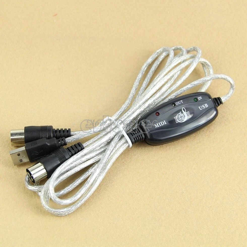 

MIDI USB IN-OUT Interface Cable Cord Line Converter PC to Music Keyboard Adapter #K400Y# DropShip
