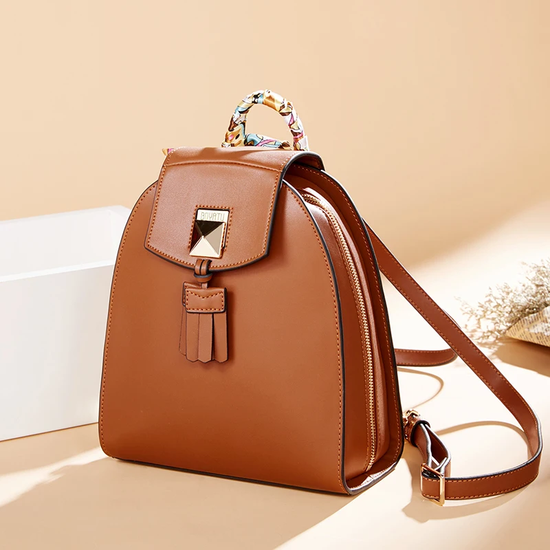 

Genuine Leather Backpack for Women Fashion School Shoulder Bag Casual Purse Luxury Mochila Sac A Dos