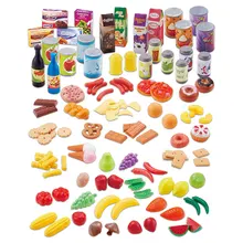120PCS Kitchen Fun Fruits Vegetables Plastic Food Toy Simulation Cutting Pretend Food Cutting Toys Diversity Food sets for Kids