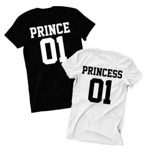 2018 OMSJ Prince 01 T Shirt Princess 01 Letter Print T-Shirt Women Men Hipster Fashion Tshirt Casual Couple T Shirt For Lover