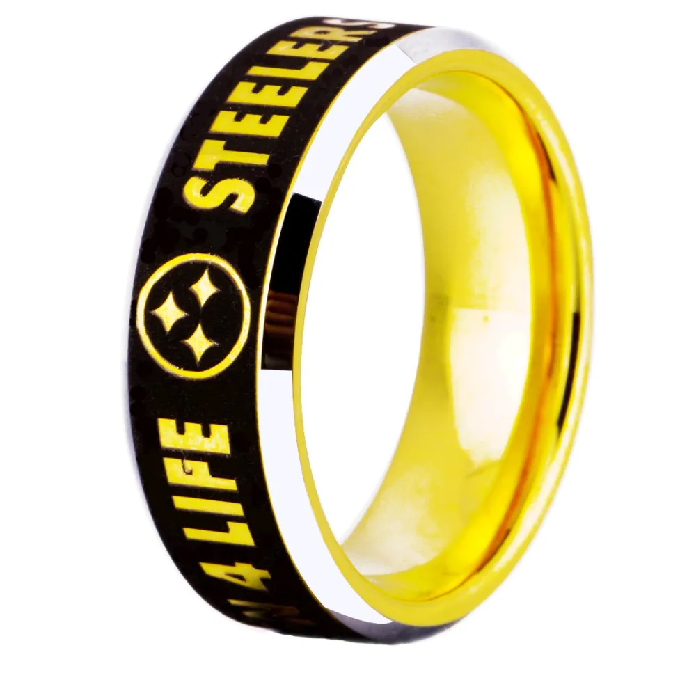 

Free Shipping USA UK Canada Russia Brazil Hot Sales 8MM Steeler Fun for life Design New Tungsten Wedding Ring Gift Ring