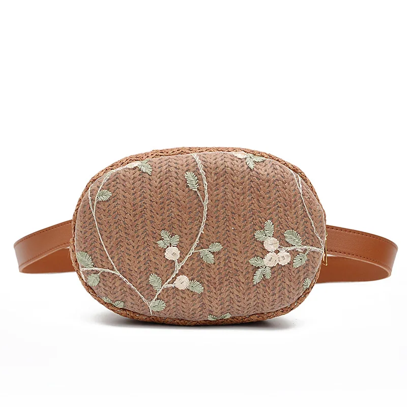 

Women's Belt Bag Hand Embroidery Straw PE Fanny Pack Bananka Bag For The Belt Satchel Women Catwalk Belly Band Waist Bag