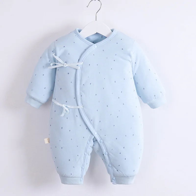Blue smart bear Одежда для новорожденных; одежда для мужчин и женщин с толстой хлопковой подкладкой; зимняя одежда с бабочками - Цвет: Blue smart bear