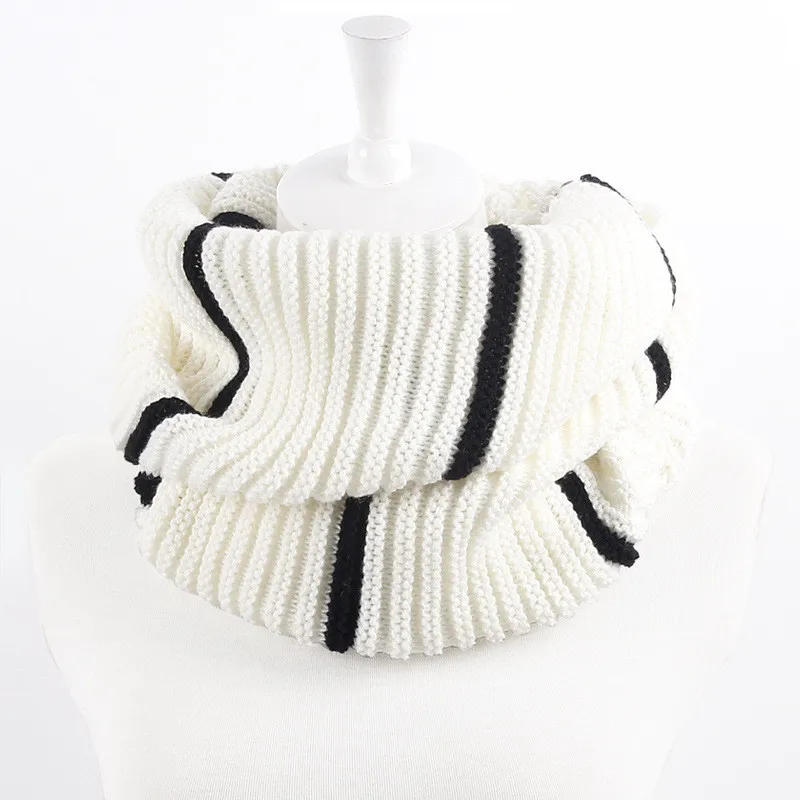 VISROVER Free Shipping Kniited Scarf Lic Winter Women Round Scarfs Infinity Snood Ladies Stripe Ring Loop Scarf  Unisex Circle  (20)