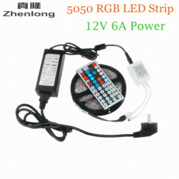 

RGB Led Strip 5050 Flexible LED Light 5M 300leds SMD + 44 Key Remote Controller + 12V 6A Power Adapter Transformer Free Shipping