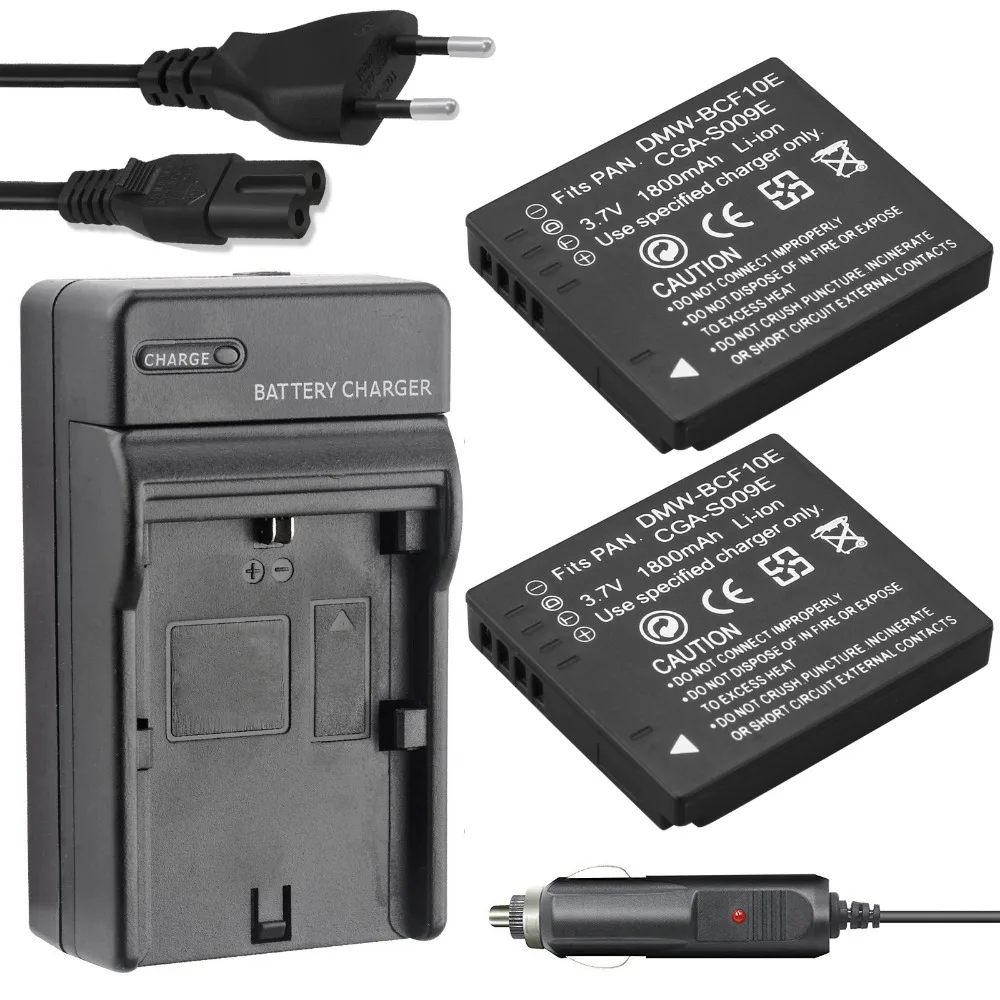 

2x CGA-S009E CGA S009E Camera Battery + car Charger for Panasonic DMC-FC25 DMC-FX500 DMC-FX580 DMC-TS1 DMC-FT1 DMC-FS7 DMC-FH20