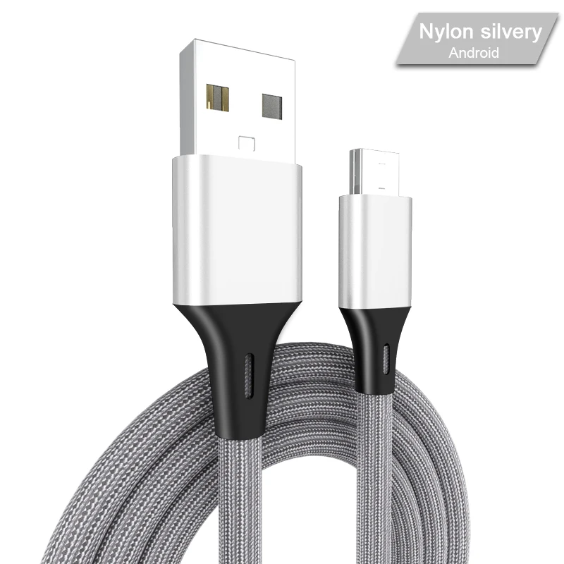 2.4A Micro USB кабель для быстрой зарядки и передачи данных кабели Зарядное устройство нейлон синхронизации провод для Samsung Xiaomi Redmi Note 4 5 все микро-usb для устройств на аndroid кабель - Цвет: Silver