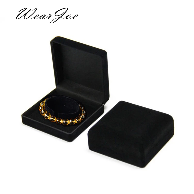 Черный бархат Jewelry Box браслет 9*9*4 см круг Застежка для переноски подставка держатель браслет Дисплей упаковки ящик для хранения