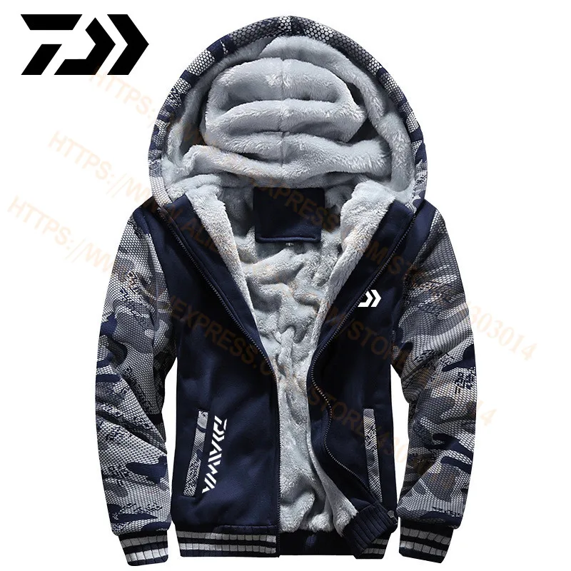 Cena 2020 Daiwa ubrania wędkarskie bluzy Outdoor bluza z kapturem luźny polar ciepła kurtka mężczyźni odzież wędkarska z kapturem