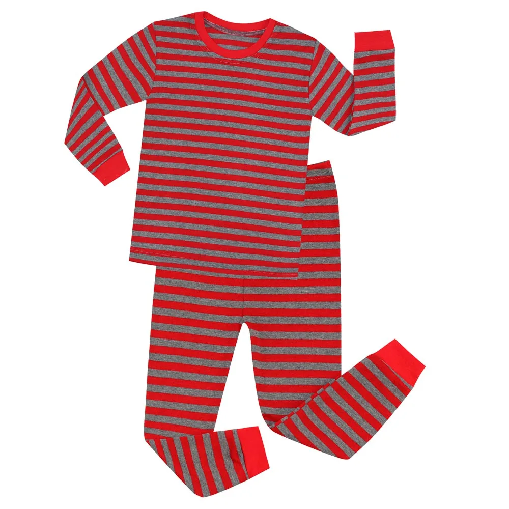 100 хлопковые полосатые пижамы для мальчиков детская одежда для сна детские пижамы комплекты рождественских пижам в полоску для мальчиков детская одежда рождественские пижамы - Цвет: PB04