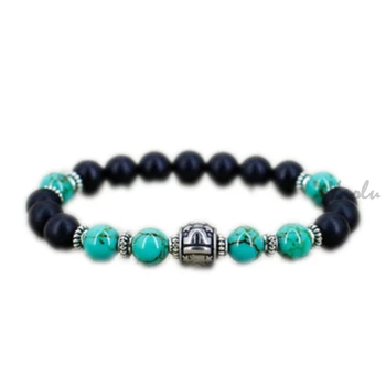 

12pcs/lot Turquoise bracelet Black onyx bracelet Healing crystal and stones Boho jewelry Zodiac jewelry Libra jewelry