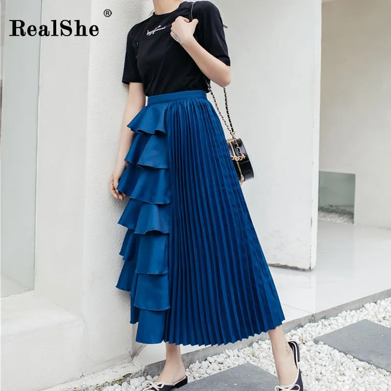 RealShe Winter Sexy Sequins Pencil Skirt Autumn High Waist Skirt Elegant Elastic Waist Bodycon Knee Length Skirts Womens