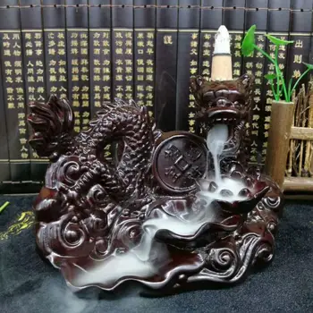 

Dragon Incense Burner Wierook Waterval Smoke Waterfall Backflow Incense Burner Incense Sticks Holder Black Sandalwood Home Decor