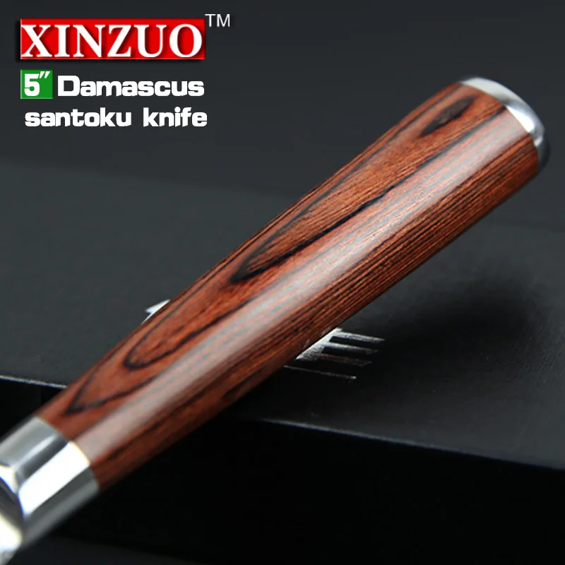 XINZUO 5 &quotдюймов Santoku Ножи японский vg10 Дамасская сталь двойной кованый кухонный нож