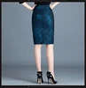 2022 New Summer Fashion High Waisted Women Blue Floral Placket Knee Length Skirt , Office Lady Woman Slim 3XL 4xl Pencil Skirts ► Photo 3/6