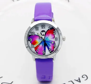 

little boys and girls colorful butterfly Insects dial jelly leather watch luminous hands kids student animals Xmas gift clock