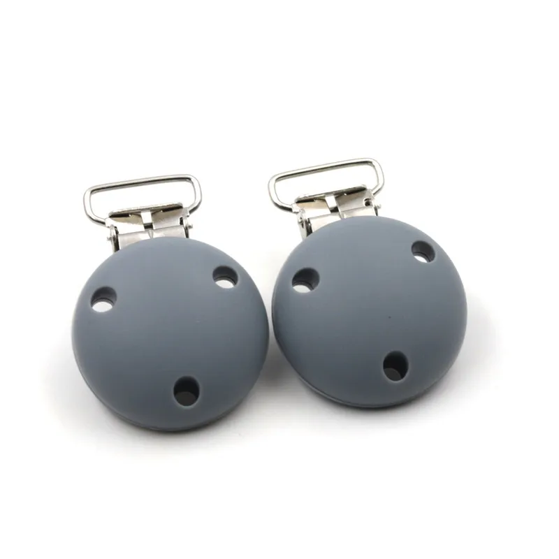 2pcs Baby safe Silicone pacifier Clips Gray Food Grade Silicone Clips